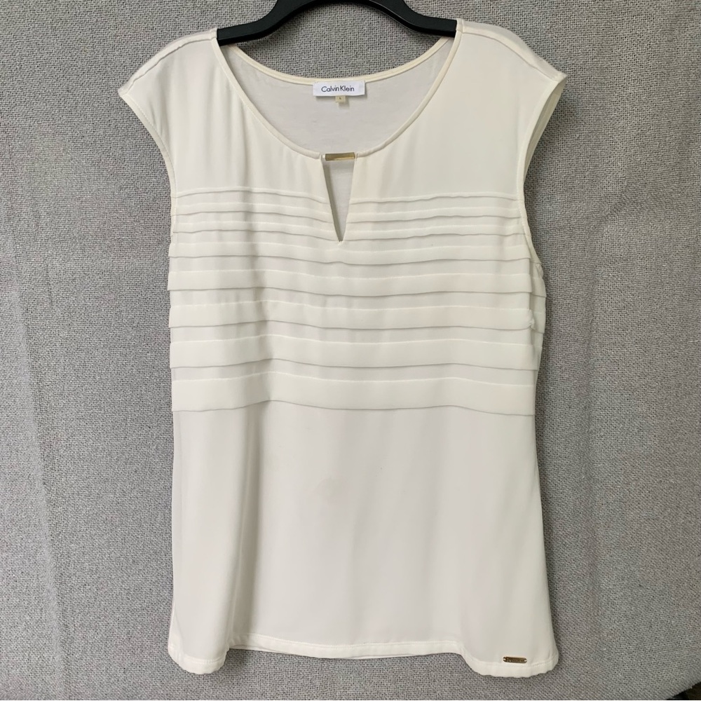 NWOT Calvin Klein Business Casual Blouse with Gold Tone Details